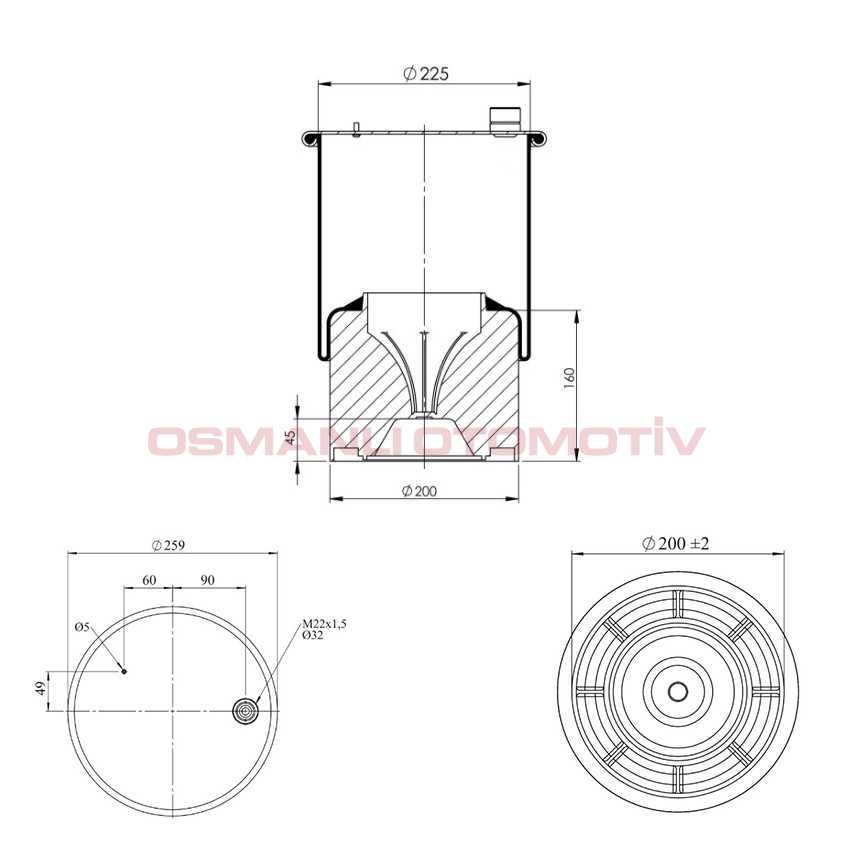 AIR SPRING WITH PLASTIC PISTON - ED 16173-KP - SUSPENSION - AIR SPRING ...